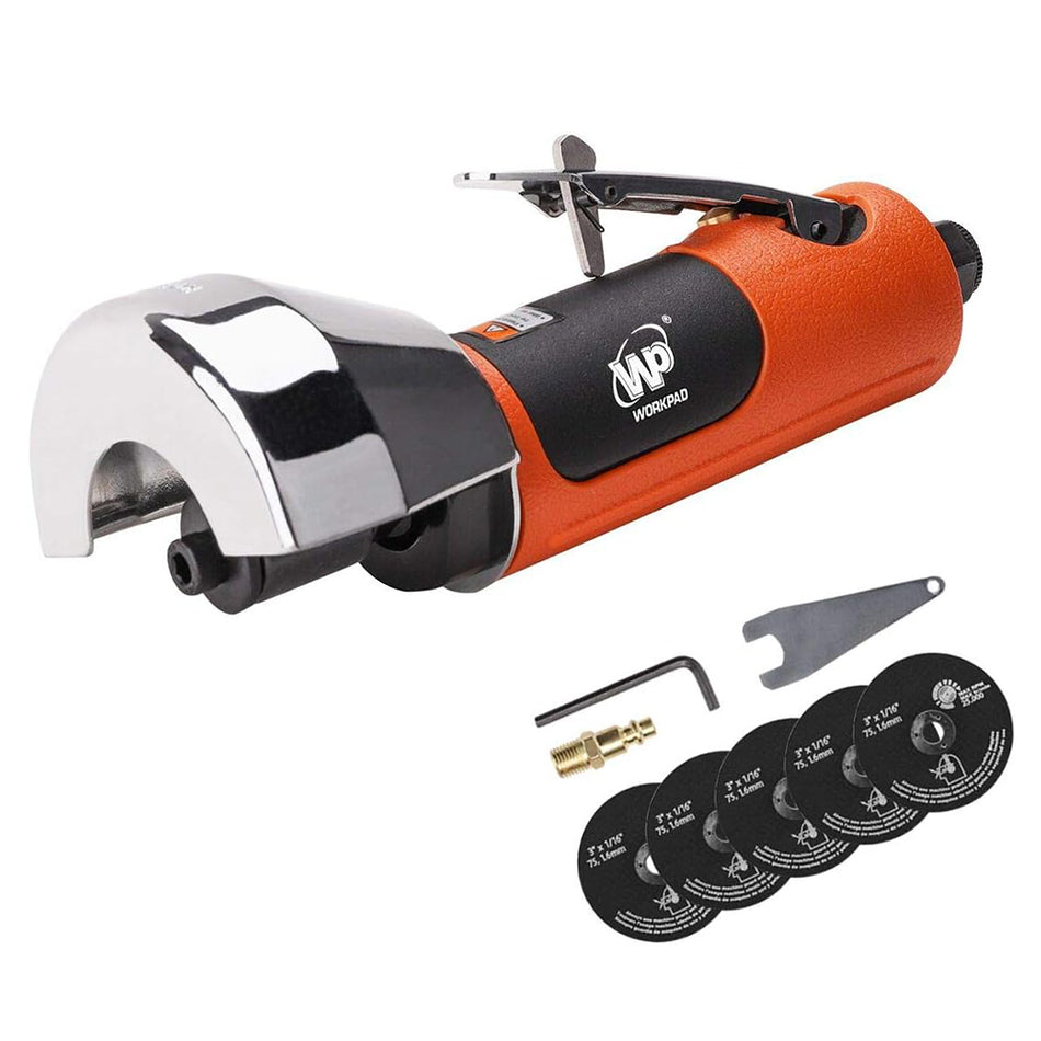 WORKPAD Air Cut Off Tool, Equipped with 5-Pieces 3" Cutting Disc Set, Pneumatic Tools